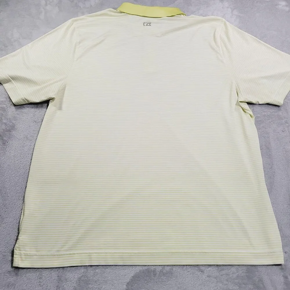 Cutter & Buck Polo Shirt Mens 2XL Yellow Striped CB DryTec Golf Performance